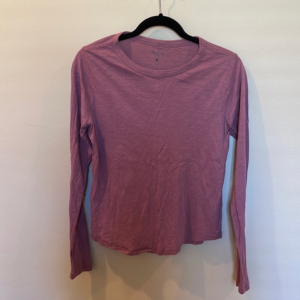 Madewell Curved Hem Violet Long Sleeved Tee, M